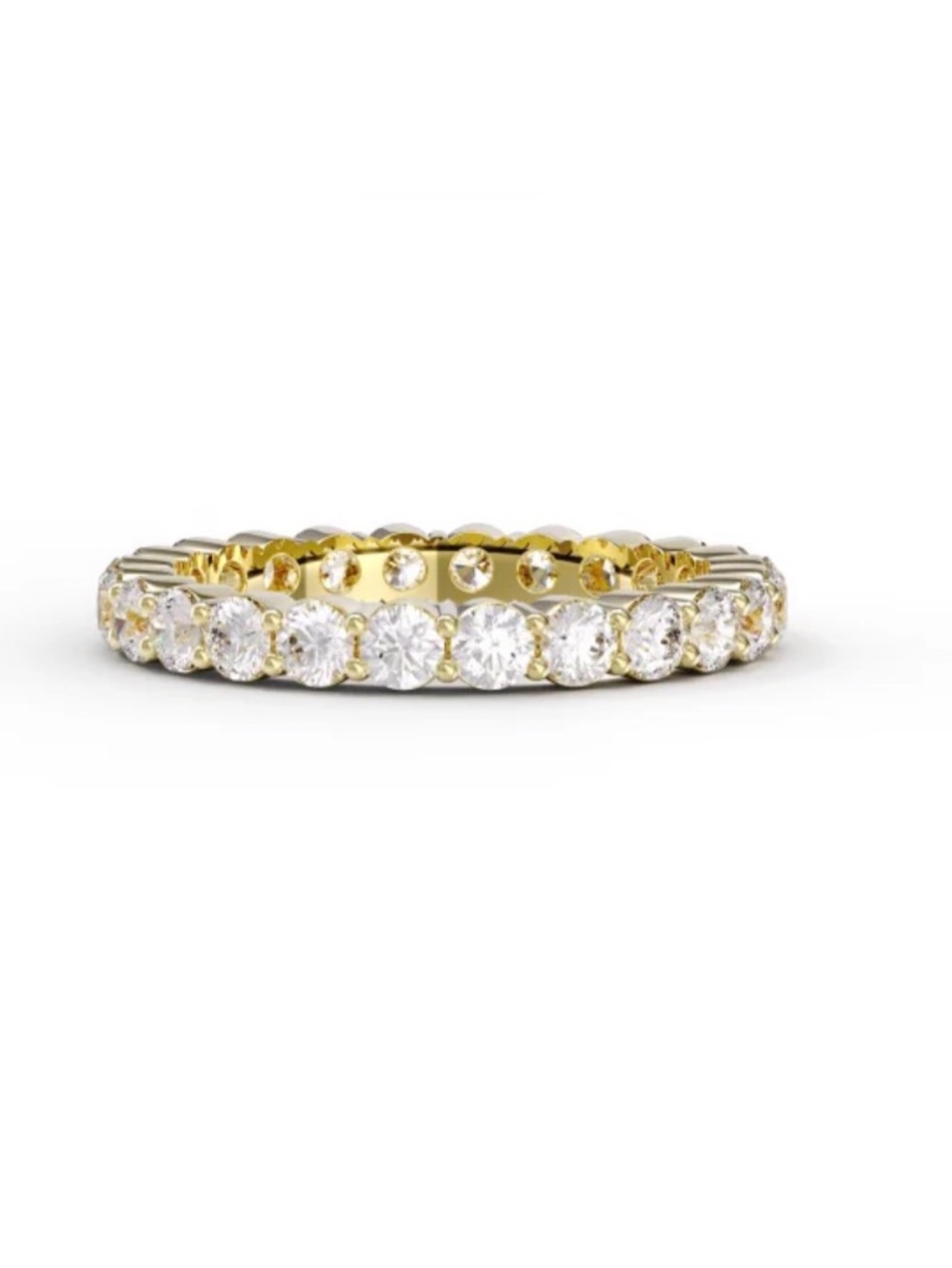 Gold Eternity Band with Clear Cubic Zirconia - Women's Jewelry